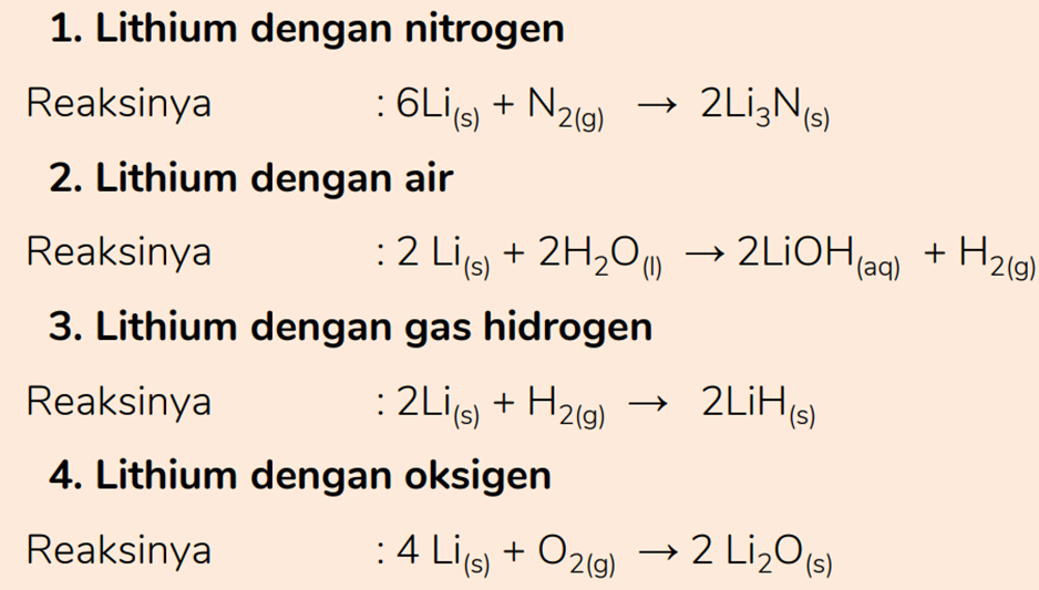 REAKSI PADA LITHIUM